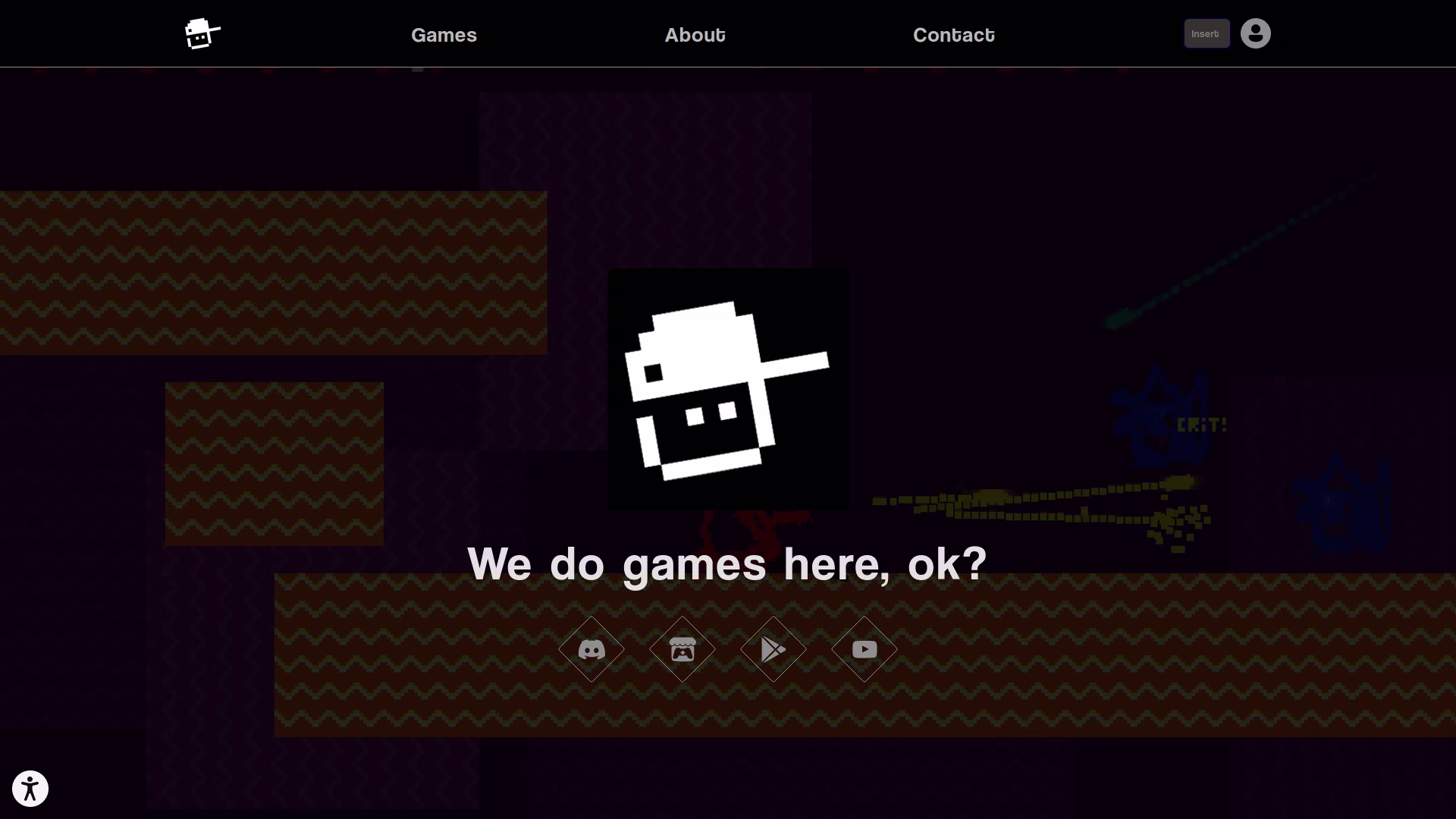 Screenshot of the Noffty Productions gaming hub